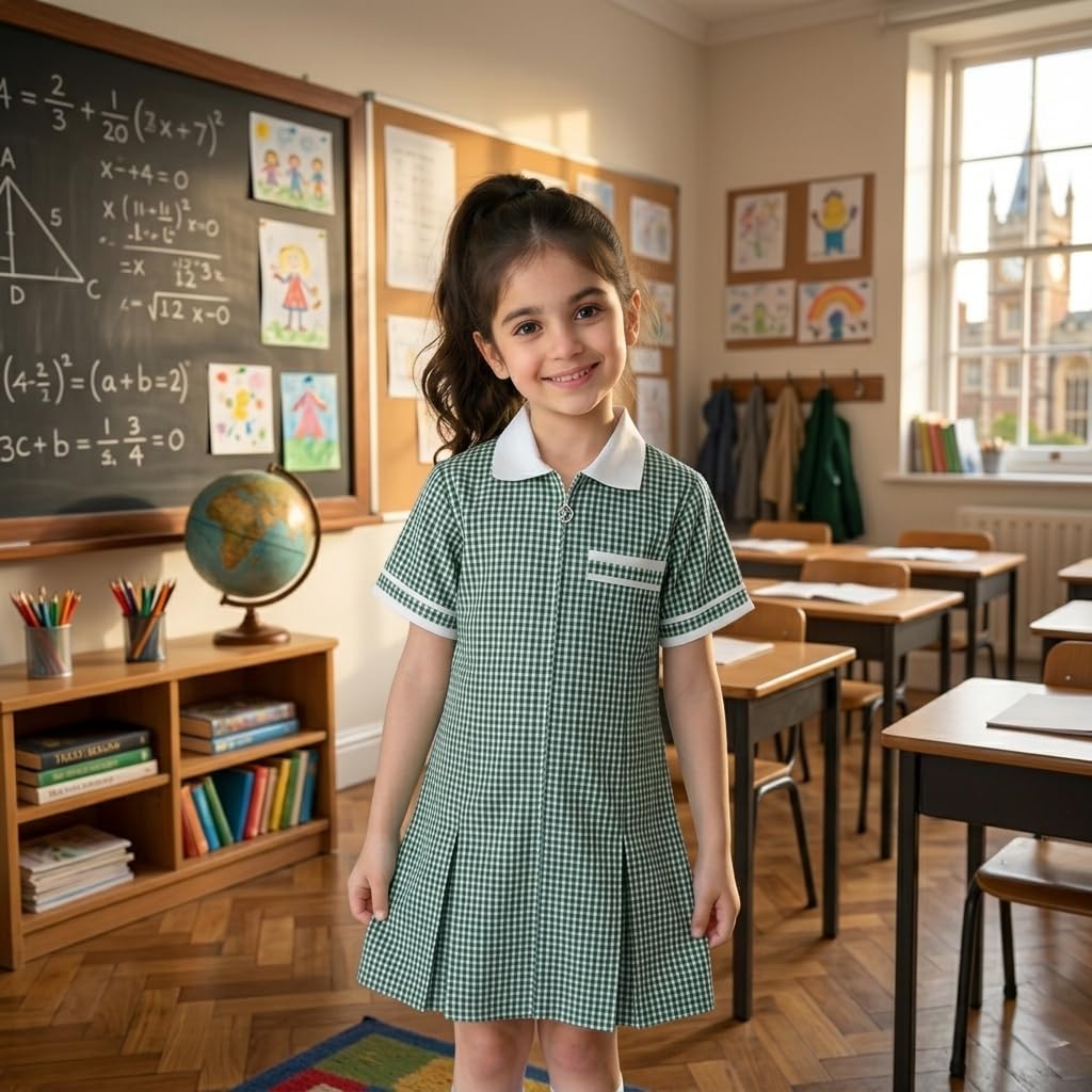 Girls Gingham School Dress - Image 3