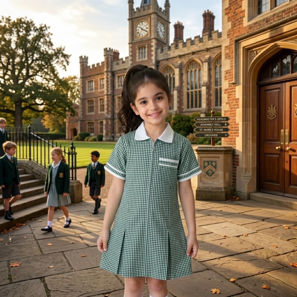 Girls Gingham School Dress - Image 4