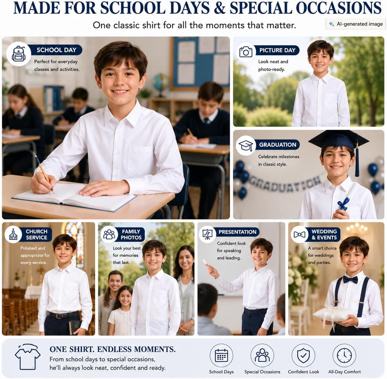 Boys Long Sleeve Oxford Shirt - Image 4