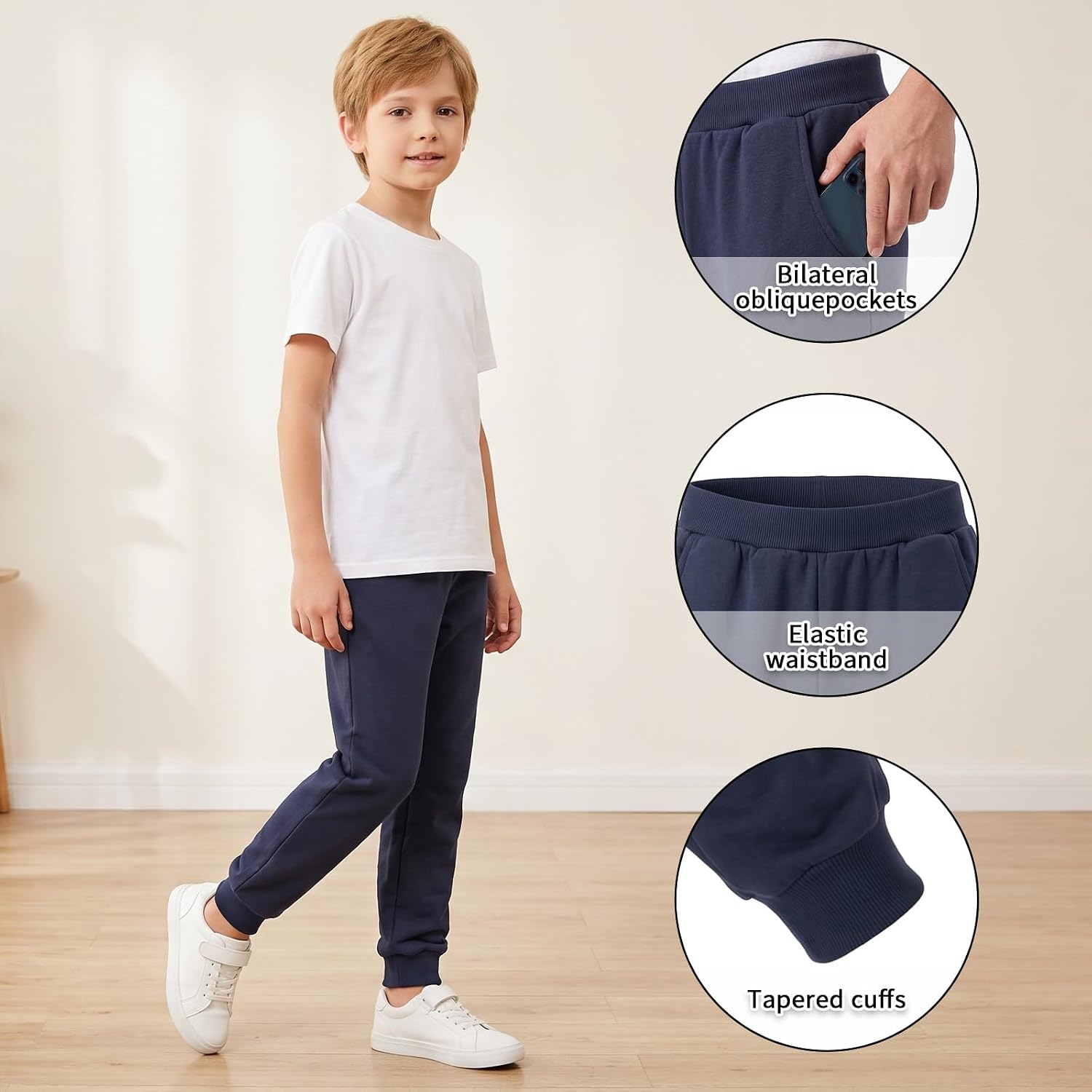 Kids Cotton Blend Fleece Joggers - Image 5