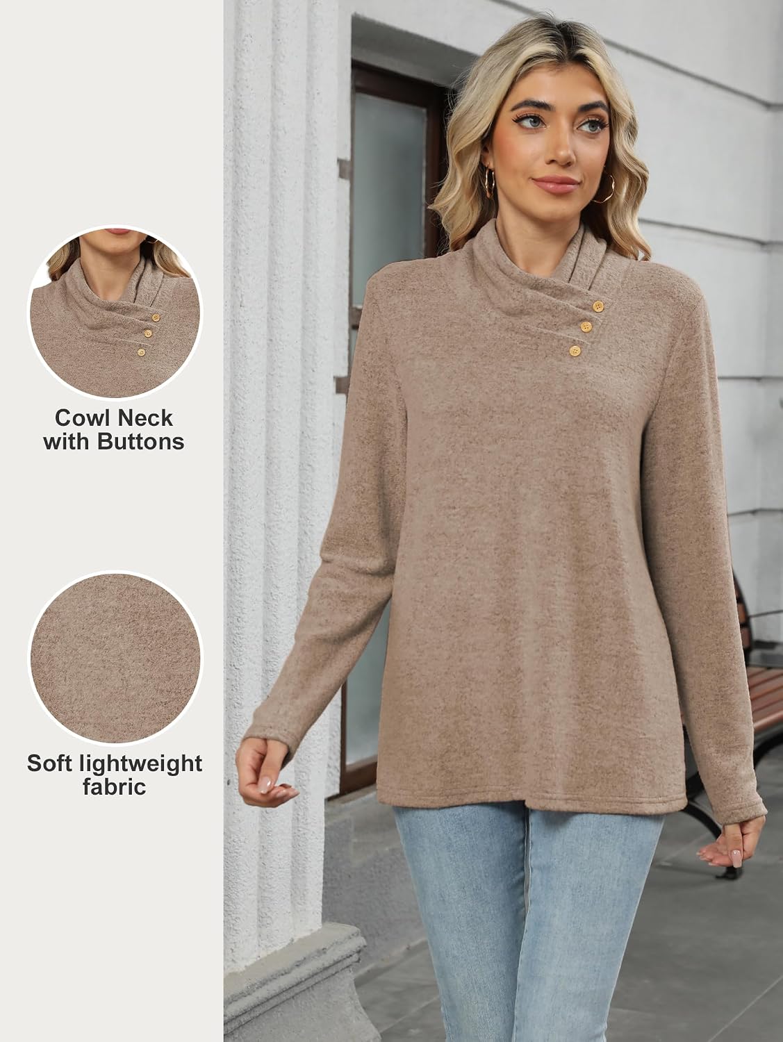 Long Sleeve Cowl Neck Tunic Jumper - Image 5